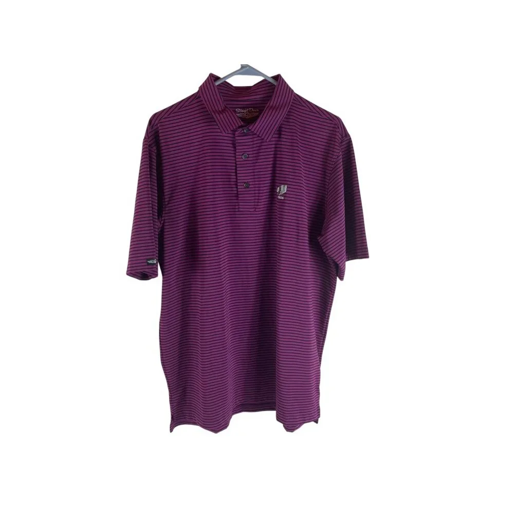 Straight Down Polo Shirt Mens‎ Large Purple Stripe Performance Golf Course